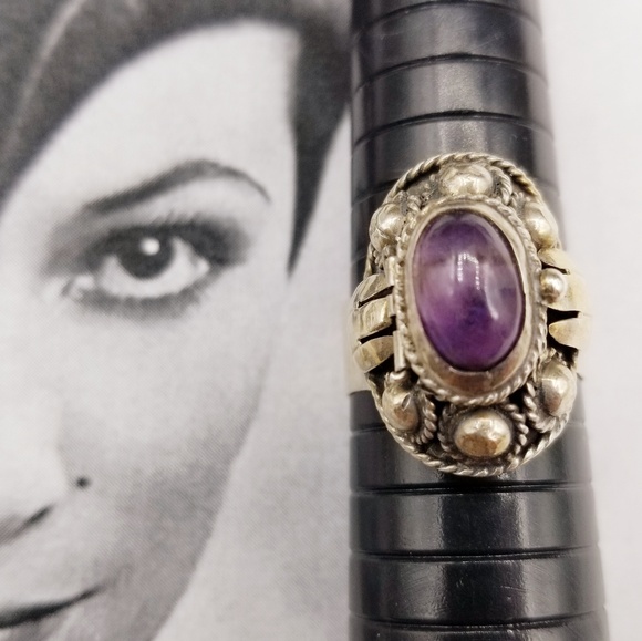Vintage Jewelry - Vintage Sterling Amethyst Taxco Poison Ring